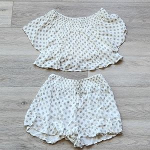 Kiwi & Punch 2 Piece Set Womens Large Cropped Top Shorts Lounge Nwt